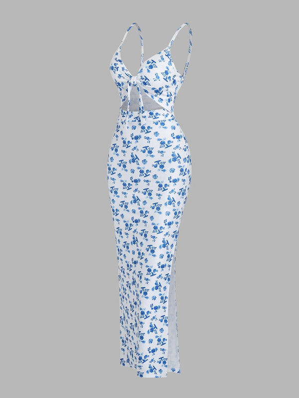 Sleeveless Backless Knit Dress for Women with Explosion Printing